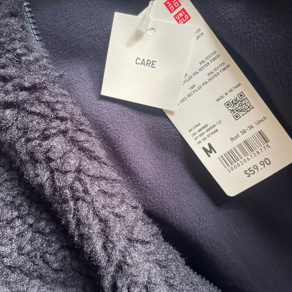 Uniqlo NWT Teddy Fleece Navy zip-up Jacket - Picture 13 of 13